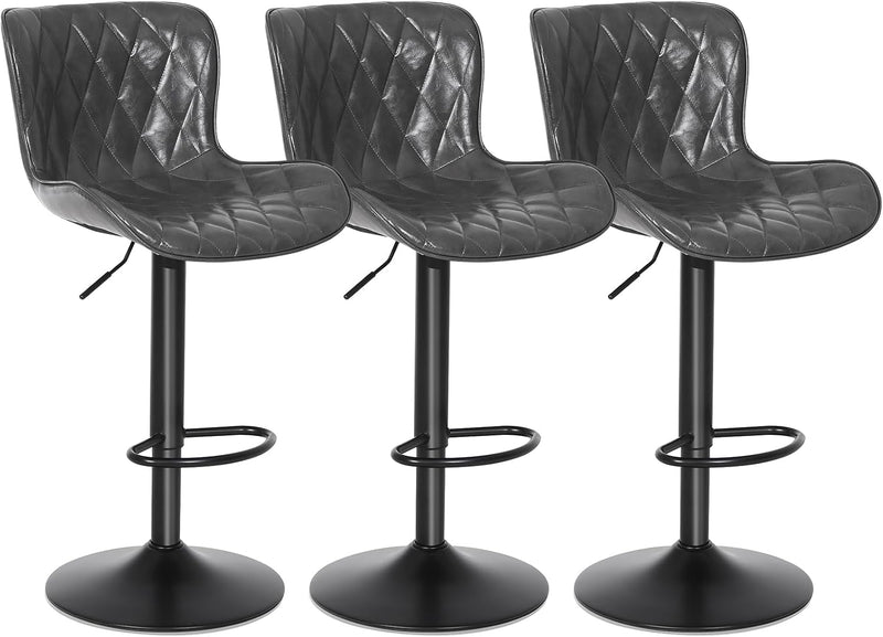 Bar Stools Waterproof Leather Height Adjustable Swivel Stool (Set of 3)