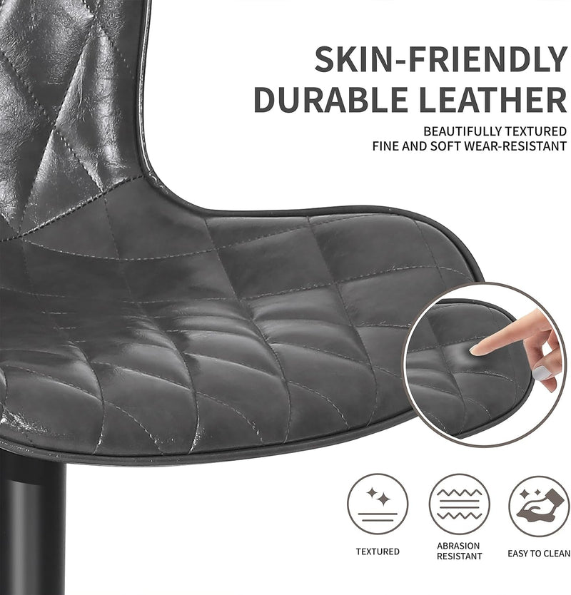 Bar Stools Waterproof Leather Height Adjustable Swivel Stool (Set of 3)