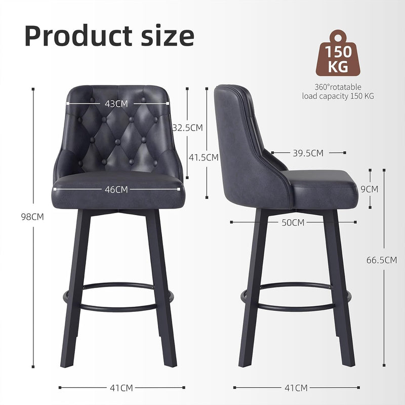 Bar Stools Waterproof PU Leather (Set of 2)