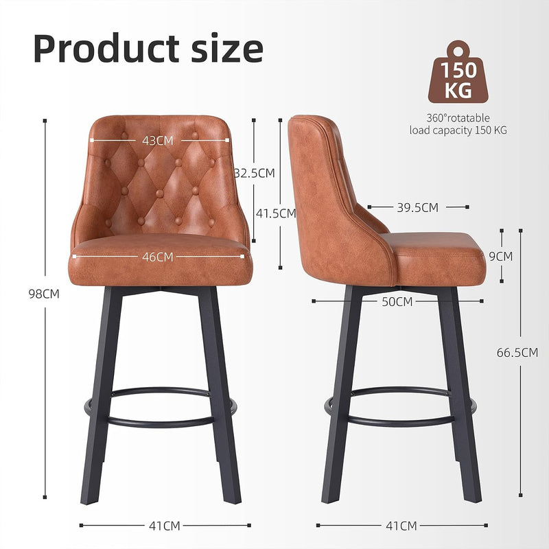 Bar Stools Waterproof PU Leather (Set of 2)