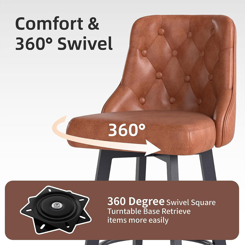 Bar Stools Waterproof PU Leather (Set of 2)