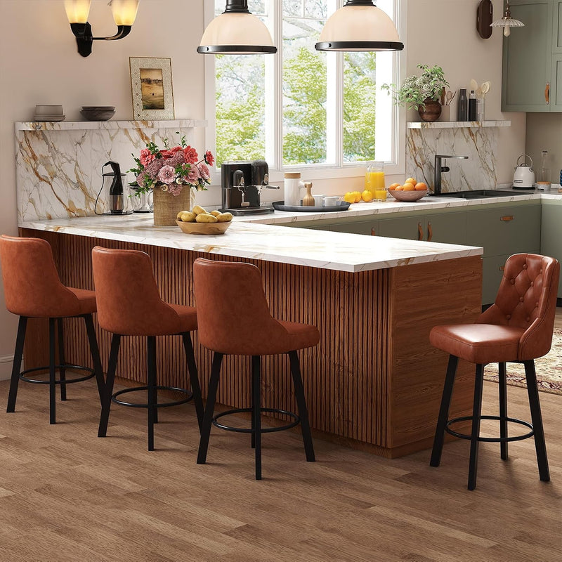 Bar Stools Waterproof PU Leather (Set of 2)