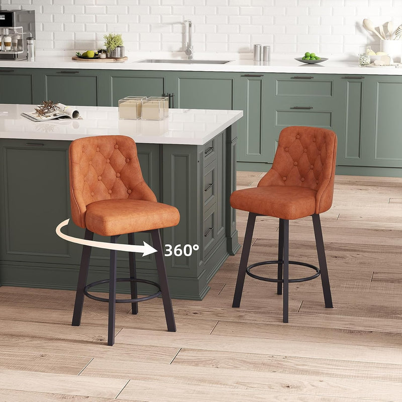 Bar Stools Waterproof PU Leather (Set of 2)