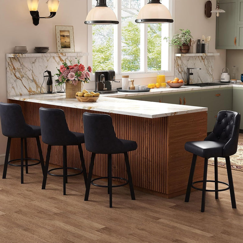 Bar Stools Waterproof PU Leather (Set of 2)