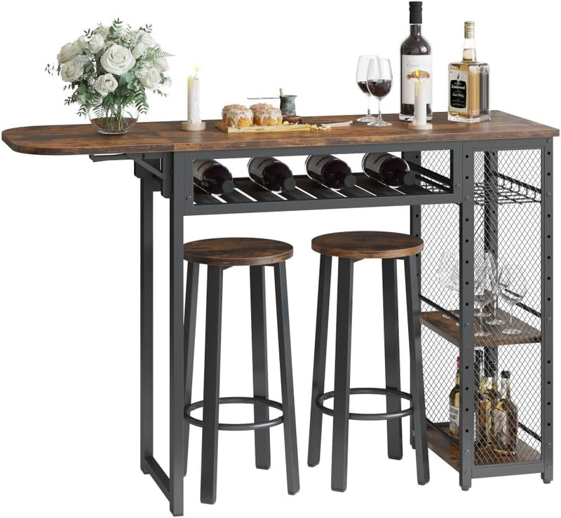 Bar Table and Chair Set Expandable Dining