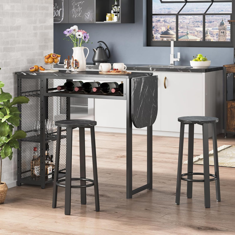 Bar Table and Chair Set Expandable Dining