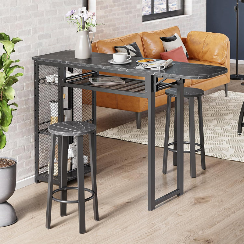 Bar Table and Chair Set Expandable Dining