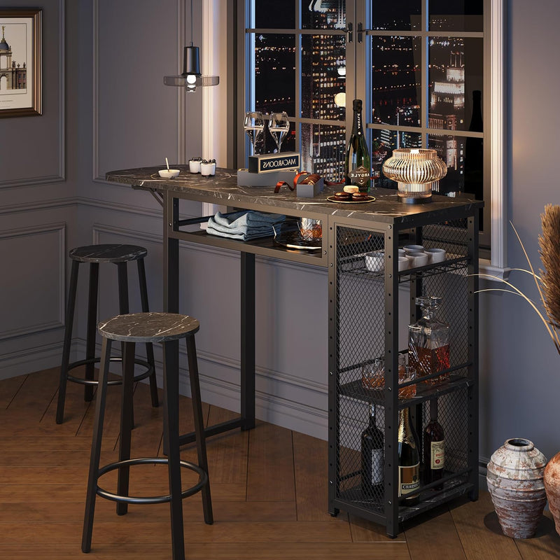 Bar Table and Chair Set Expandable Dining