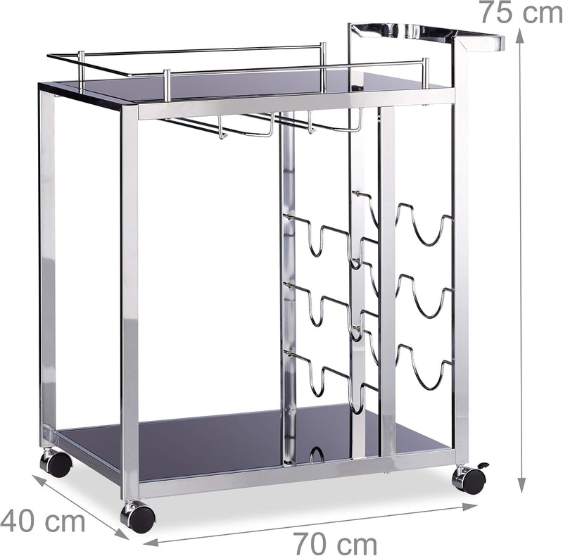 Baron Glass Serving Trolley Design Wine Rack