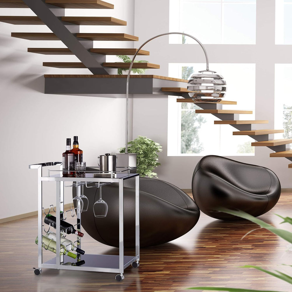 Baron Glass Serving Trolley Design Wine Rack