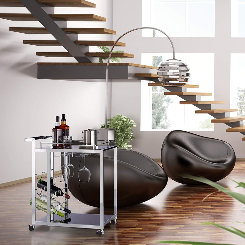 Baron Glass Serving Trolley Design Wine Rack