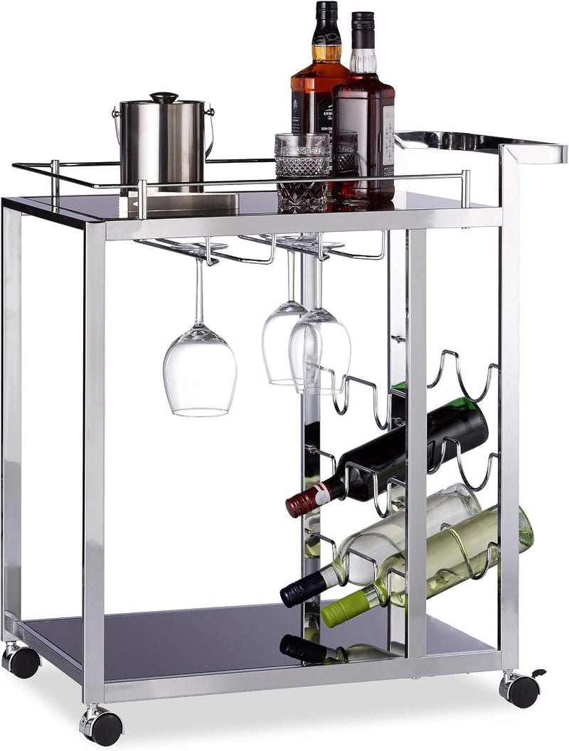 Baron Glass Serving Trolley Design Wine Rack