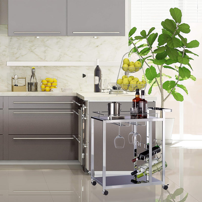 Baron Glass Serving Trolley Design Wine Rack