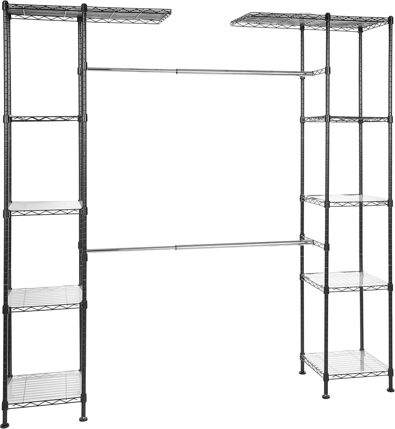 Expandable Wardrobe and Closet Organiser Rail with 10