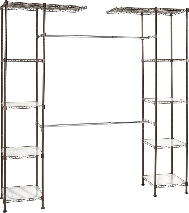 Expandable Wardrobe and Closet Organiser Rail with 10