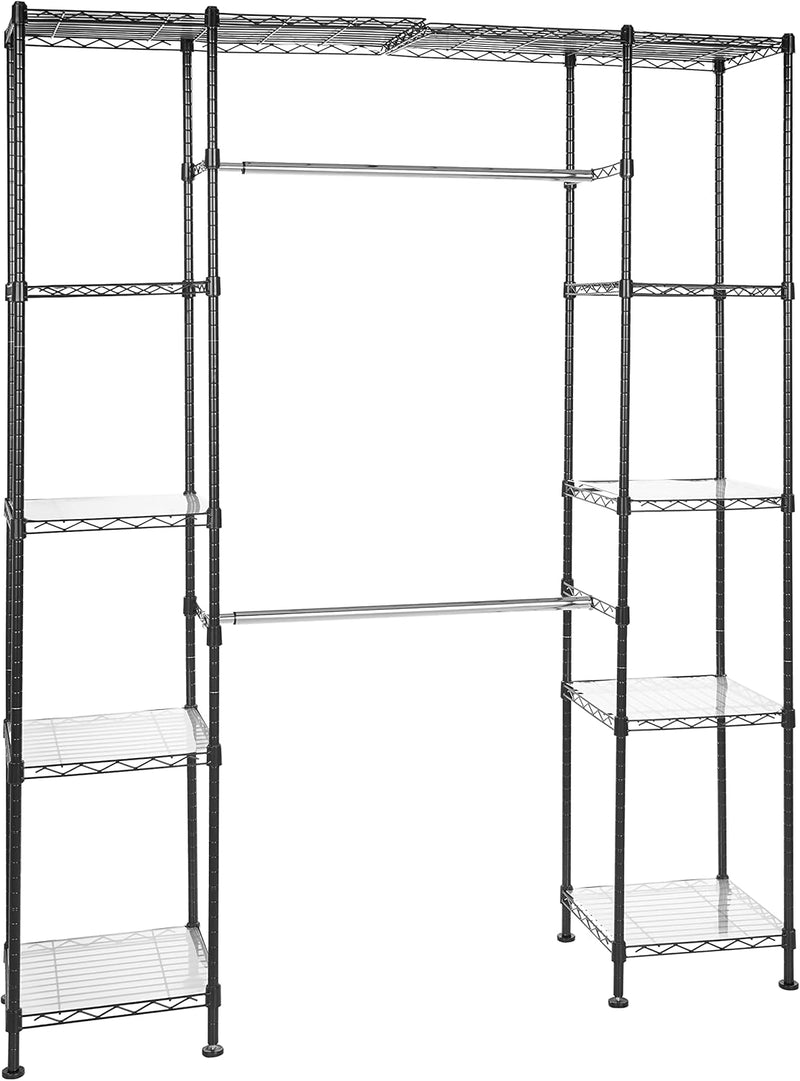 Expandable Wardrobe and Closet Organiser Rail with 10
