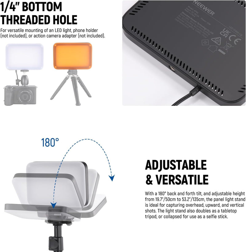 Basics LED Video Light Panel Lighting Kit Bi (3 Pack)