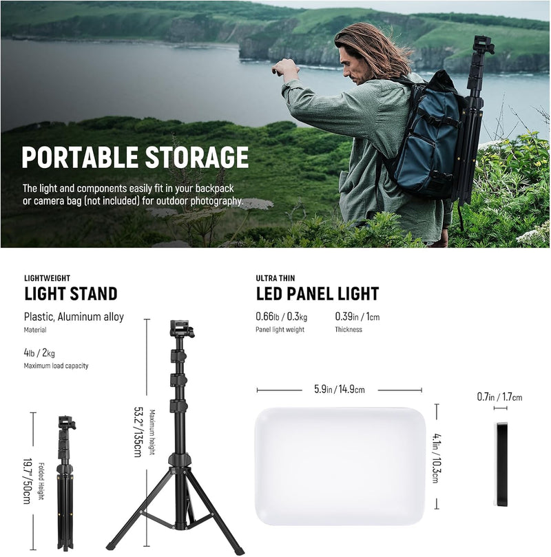 Basics LED Video Light Panel Lighting Kit Bi (3 Pack)