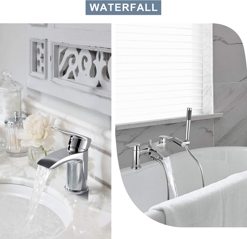 Basin and Bath Mixer Tap with Shower Attachment