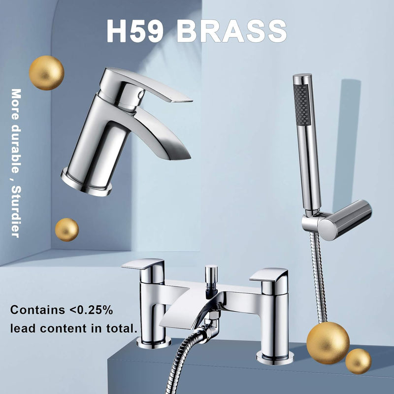 Basin and Bath Mixer Taps with Shower Attachment