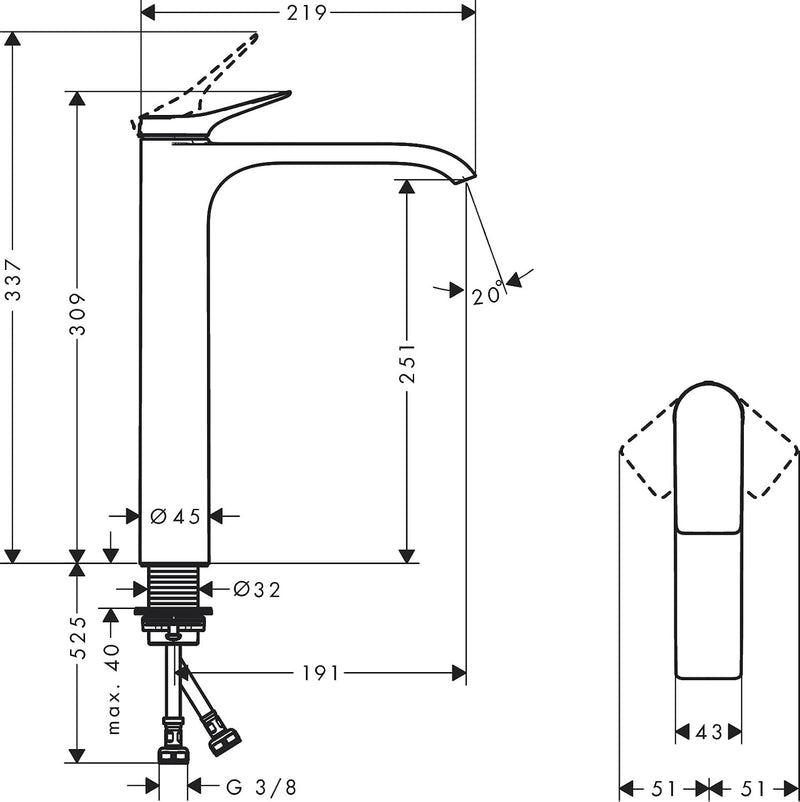 Basin Mixer Tap 110 Without Waste Set Chrome