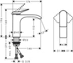 Basin Mixer Tap 110 Without Waste Set Chrome