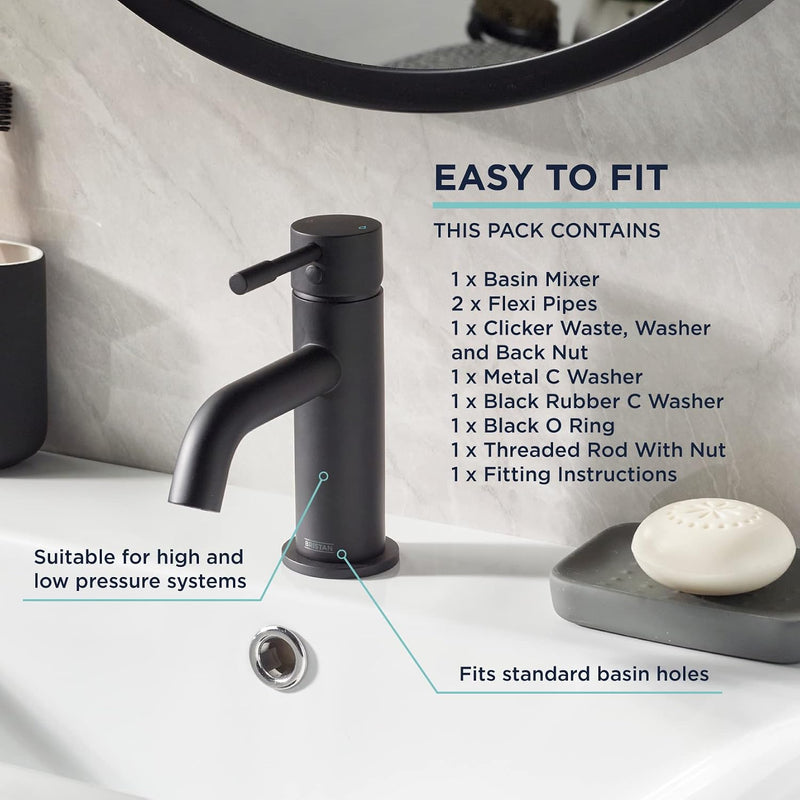 Basin Mixer Tap with Clicker Waste Chrome