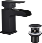 Basin Mixer Taps Square with Slotted Pop-Up Waste