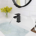 Basin Mixer Taps Square with Slotted Pop-Up Waste