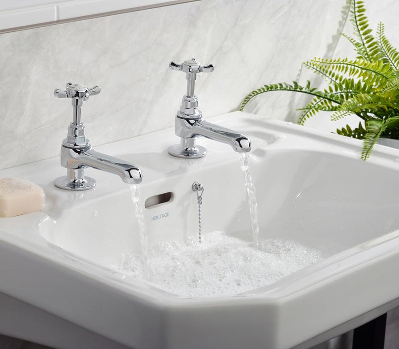 Basin Pillar Taps with Crosshead Handles Single Flow