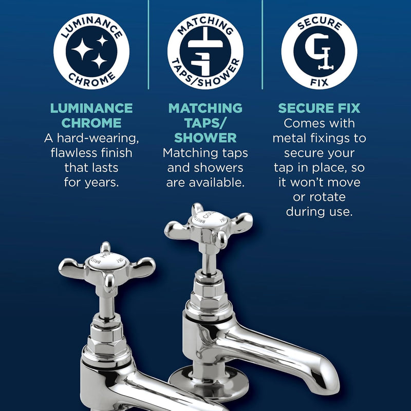Basin Pillar Taps with Crosshead Handles Single Flow