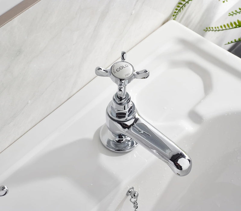 Basin Pillar Taps with Crosshead Handles Single Flow