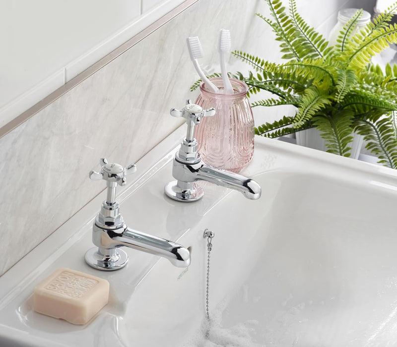 Basin Pillar Taps with Crosshead Handles Single Flow