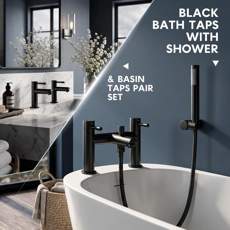 Basin Taps Pair and Bath Filler Tap