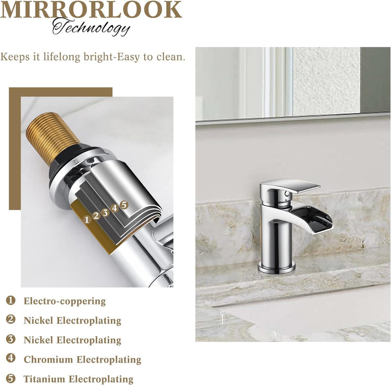 Basin Taps with Waste and Waterfall Bath Mixer