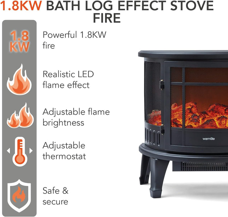 Bath Log Effect Fire with Adjustable Temperature