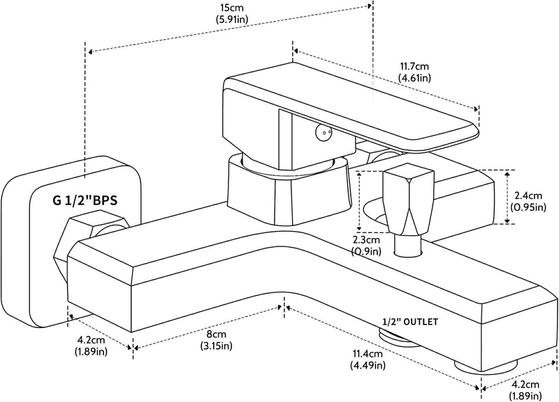 Bath Shower Mixer Tap Single Lever Bathtub Monobloc
