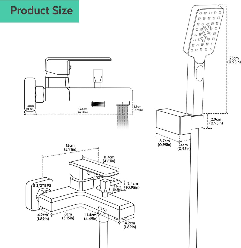 Bath Shower Mixer Tap Single Lever Bathtub Monobloc