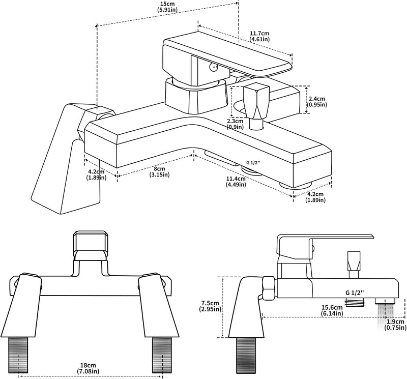 Bath Shower Mixer Tap Single Lever Bathtub Monobloc