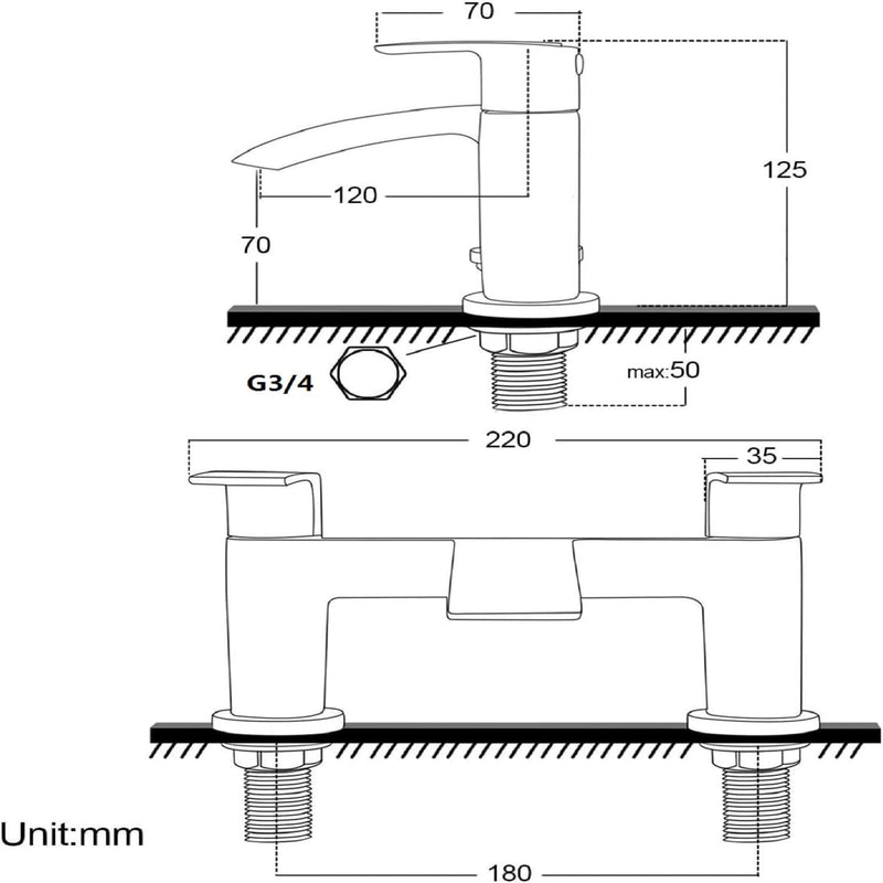 Bath Tap and Basin Mixer Set with Slotted