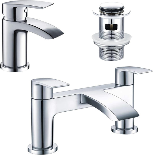 Bath Tap and Basin Mixer Set with Slotted