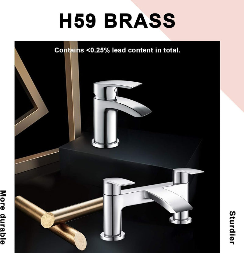 Bath Tap and Basin Mixer Set with Slotted