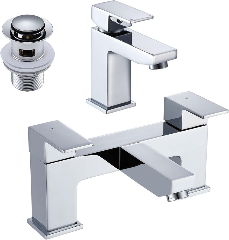 Bath Tap and Basin Taps with Waste Set