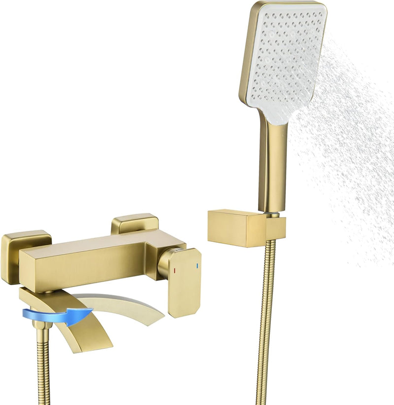 Bath Taps with Shower Brushed Waterfall Bathroom Bathtub