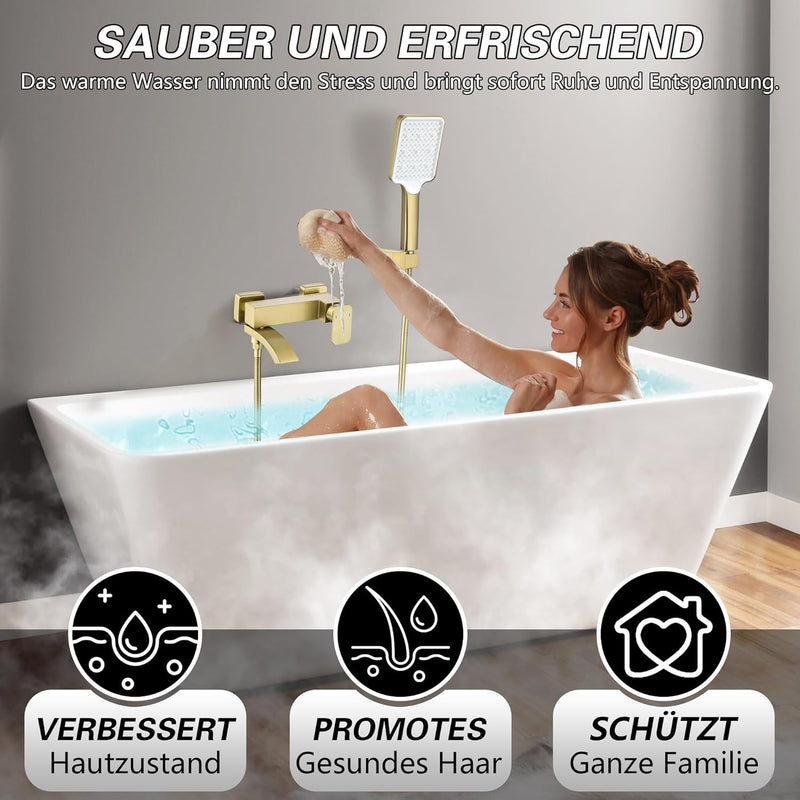 Bath Taps with Shower Brushed Waterfall Bathroom Bathtub