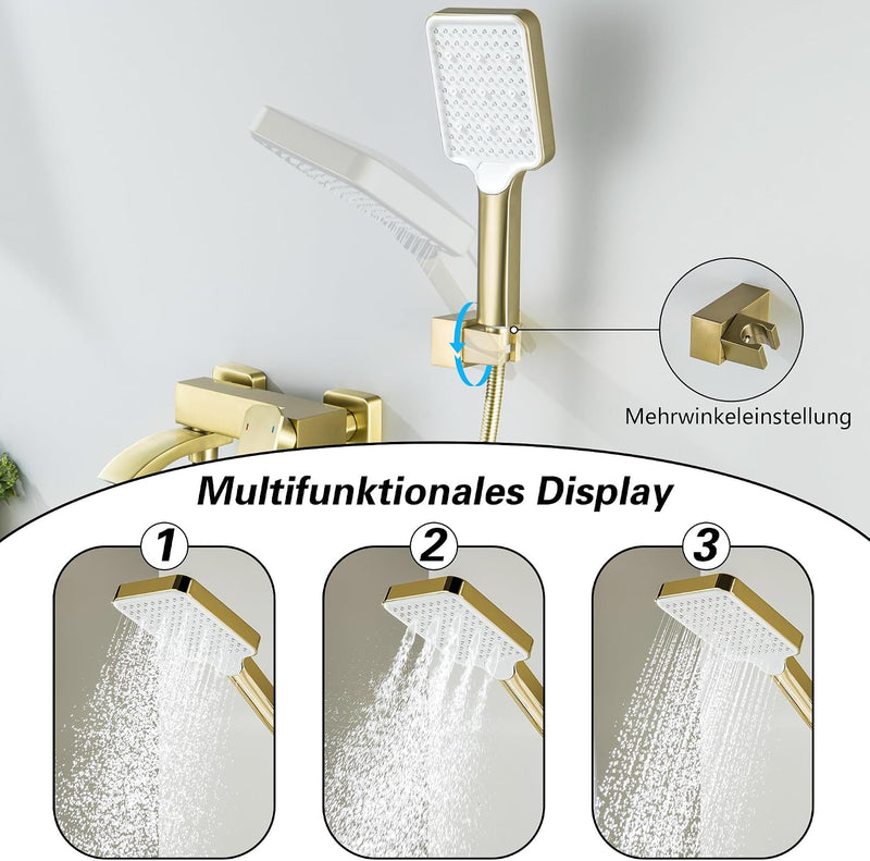 Bath Taps with Shower Brushed Waterfall Bathroom Bathtub