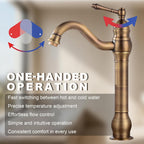 Bathroom Basin Mixer Faucet Pure Copper Handle Single