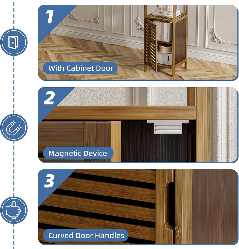 Bathroom Cabinet Bamboo Floor Free Standing 4 Tier