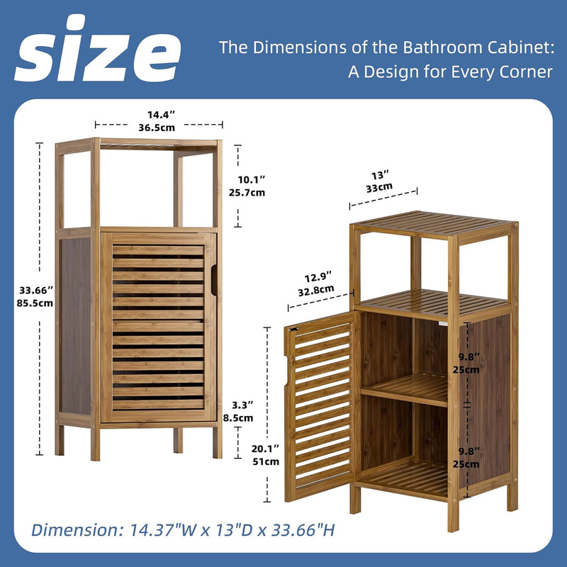 Bathroom Cabinet Bamboo Floor Free Standing 4 Tier