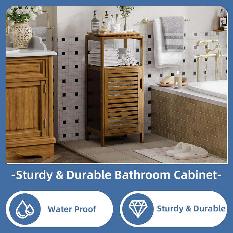 Bathroom Cabinet Bamboo Floor Free Standing 4 Tier
